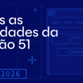 Imagem com fundo azul-escuro convidando os visitantes a conhecer as novidades do Logos de junho de 2026.