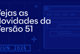 Imagem com fundo azul-escuro convidando os visitantes a conhecer as novidades do Logos de junho de 2026.