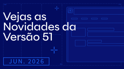 Imagem com fundo azul-escuro convidando os visitantes a conhecer as novidades do Logos de junho de 2026.