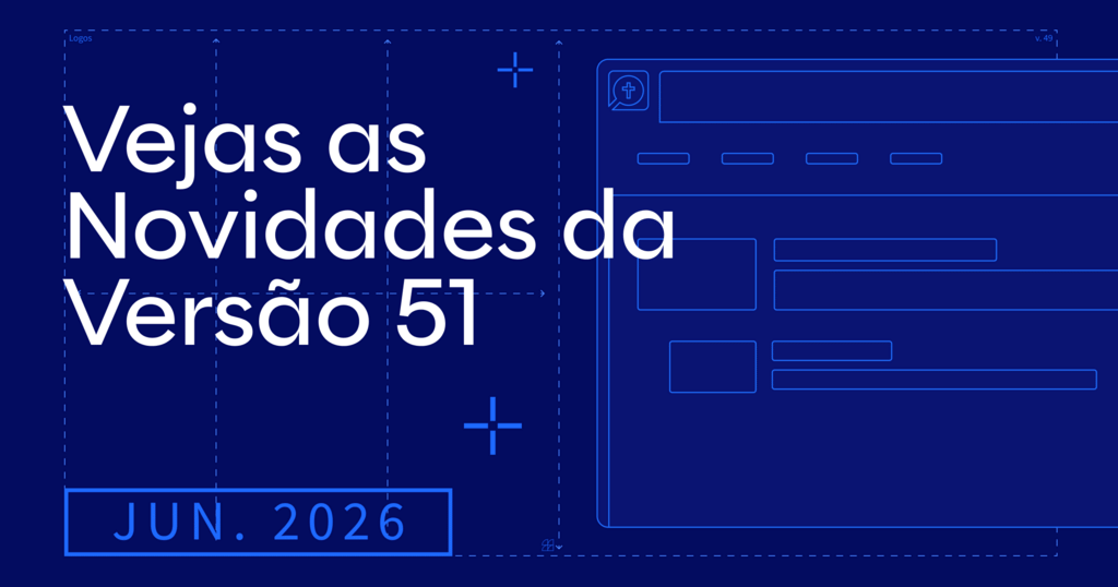 Imagem com fundo azul-escuro convidando os visitantes a conhecer as novidades do Logos de junho de 2026.